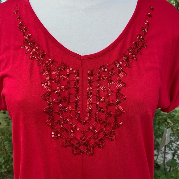 Nygard sequinned modal t shirt with bottom draping - Picture 2 of 4